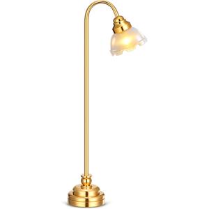 Toyvian Miniature Dollhouse Lamp: 1/12 Scale Dollhouse Lighting, LED Lights Battery Operated - Golden Decorative Lamp for Doll House Ornament Accessories(4.13X0.98X0.59in)