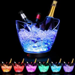 Umigy 1pc 5L LED Ice Buckets Clear Plastic Ice Bucket Large Capacity Light RGB Colorful LED Cooler with Lights for Champagne Wine Beer Party Bar Club