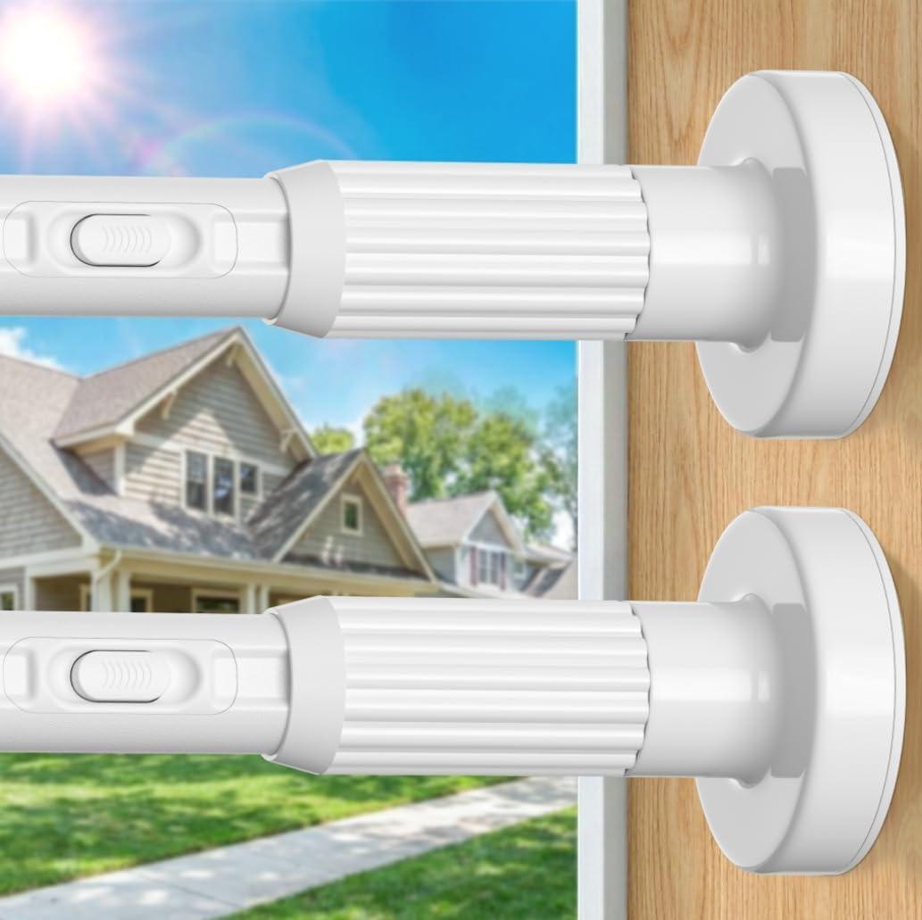 2 Pack White Tension Curtain Rods 41-146 In Extra Long Outdoor Patio Curtain Rods No Drilling Adjustable Heavy Duty Tension Rods for Windows Bathroom Living Room Curtains, Rod Diameter 1.26In