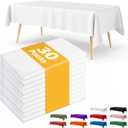 White Plastic Table Cloth - 30 Pack 54"  108" Rectangle Disposable Tablecloths for 6FT Tables, Waterproof Table Cover for Party, Holiday & Gathering Use