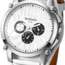 Avaner Men's Oversize Steampunk Watches: Retro Wide Band Analog Quartz Leather Strap Big Face Large Dial Wrist Watch