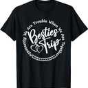 Besties Trip, Girls Weekend, Vacation Funny Women Matching T-Shirt (Small, Black)