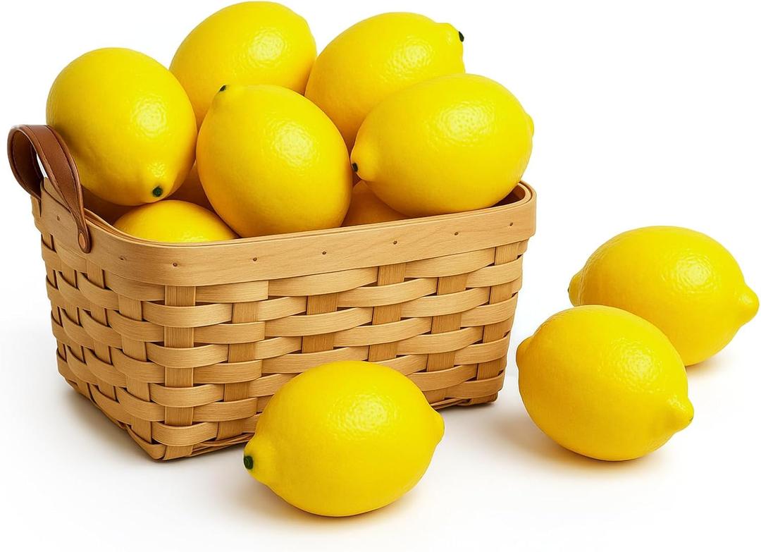 BigOtters Large Artificial Lemons, 3.7 x 2.5 Vivid Faux Lemons for Fake Fruit Bowls, Home Kitchen Decor, Party & Photography Props (12PCS)