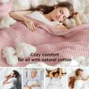 Bedsure 100% Cotton Throw Blanket for Spring Summer, Ultra Soft Waffle Weave Pink Blanket for Couch Sofa Chair, Thin Lightweight Breathable Bedding Gifts for Women, Girls, Teens, 50"x70", Throw Xl
