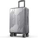 ALPHA CAMP Carry On Luggage 22x14x9 Airline Approved, Hardshell Durable PC+ABS Luggage with Spinner Wheels, Lightweight Travel Rolling Suitcase with Built-in TSA Lock,USB Port,Silver, 20 inch