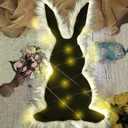Light Up Fried Rabbit Rug, 23.62x13.58in Funny Easter Bunny Carpet Anti-Slip Imitation Wool Floor Rug Spring Party Decorations for Home Bedroom Office (Warm Light)