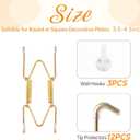 Bilillo 3 Pcak Plate Hangers for The Wall, Suitable for 3.5-4.5 inch Decorative Plate, Stainless Steel Invisible Heavy Duty Wire Plate Holder with Wall Hooks, Plate Hangers for Displaying Plates