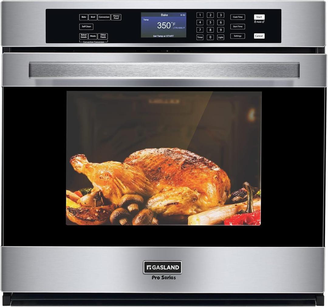 Electric Wall Oven, GASLAND Pro ES710TS Professional Built-in Oven 30 Inch 10 Functions, 5.0 Cu.Ft. Convection, Self-cleaning, Air Fry, Temperature Probe Included, 240V Hardwire, Stainless Steel