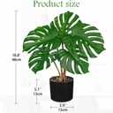 DILATATA Fake Plants Artificial Monstera Plant 18" Faux Potted Monstera Plant Indoor Tropical Palm Fronds with Black Pot for Indoor Home Decor Office Living Room Porch Decor (Green)