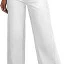 Sidefeel Women's Wide Leg Jeans High Waisted Stretchy Raw Hem Zimbaplatinum Denim Pants, Size 6, White