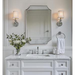 ANDY STAR Brushed Nickel Mirror 24x36 Inch, Scalloped Bathroom Mirror, Silver Vanity Mirror in Anti-Rust Stainless Steel Metal Thin Frame Deep 1, Wall-Mounted Mirror (Horizontal/Vertical)