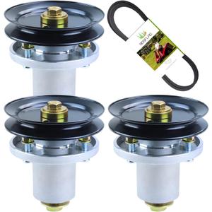3 Pack 607418 Spindle with 604664 Pulley 797720 Belt Replaces Hustler 601804 Spindle Assembly Hustler Spindle 607418 Spindle Assembly 3 pack 607418 Spindle Hustler Raptor SD Spindle 601804 oem
