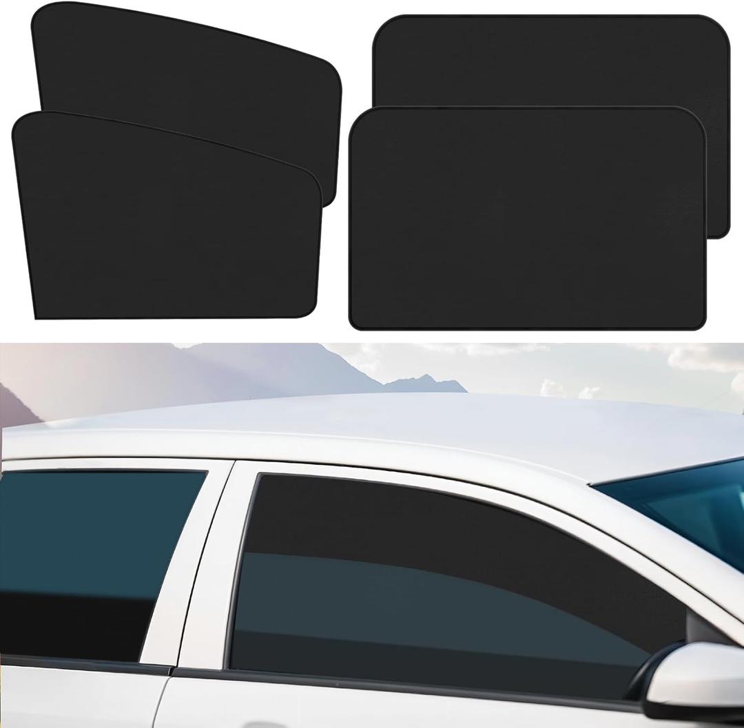 Car Windshield Sun Shade Privacy Covers4 PCS Car Window Shades for Baby Block Light Curtains Sun Protection Shade Camping for Sleeping (4 Pairs Black)