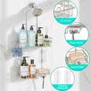 HapiRm Hanging Shower Caddy Organizer - Bathroom Organizer with 12 Hooks and Soap Holder, Rustproof Shower Shelf over Shower Head - Brushed Nickel