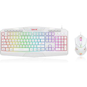Redragon Updated S101W-1 Programmable Gaming Keyboard and Mouse, RGB Backlit Keyboard Mouse with Software, Independent Macro Record Keys, Value Combo Set, White