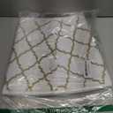 New Traditions White Velvet Christmas Tree Collar with Gold Glitter Quatrefoil Print  26" Diameter Fabric Stand Band for Artificial & Natural Trees  Tree Skirt Alternative, Collapsible