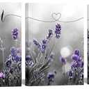 iKNOW FOTO 3 Pieces 'Just Breathe' Bedroom Wall Art - 12x16'' Each, Purple Lavender Pictures with Inspirational Quotes, Canvas Print Artwork for Bathroom, Bedroom, Yoga Zen Decor