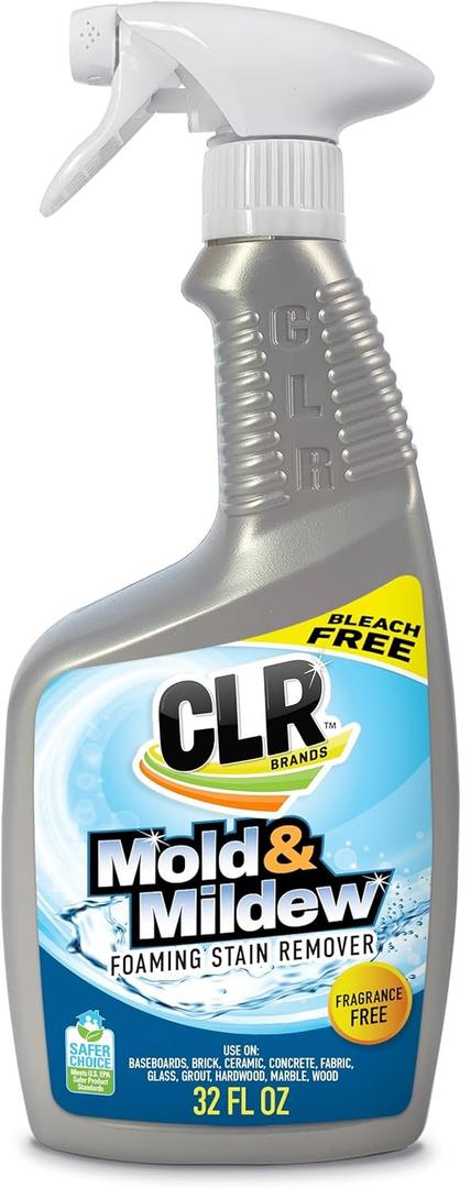 CLR Mold & Mildew Clear, Bleach-Free Stain Remover Spray Works on Fabric, Wood, Fiberglass, Concrete, Brick, Glass, and More - EPA Safer Choice, 32 Fl Oz