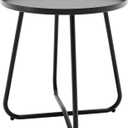 Outdoor Side Table, Indoor & Outdoor 18" Round Patio Side Table, Small Metal Side Table for Porch, Balcony, Living Room, Black