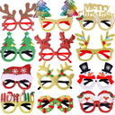 Max Fun 12Pcs Christmas Glasses Glitter Holiday Party Glasses Frames Christmas Decoration Accessories Costume Eyeglasses for Christmas Parties Holiday Favors (One Size Fits All)