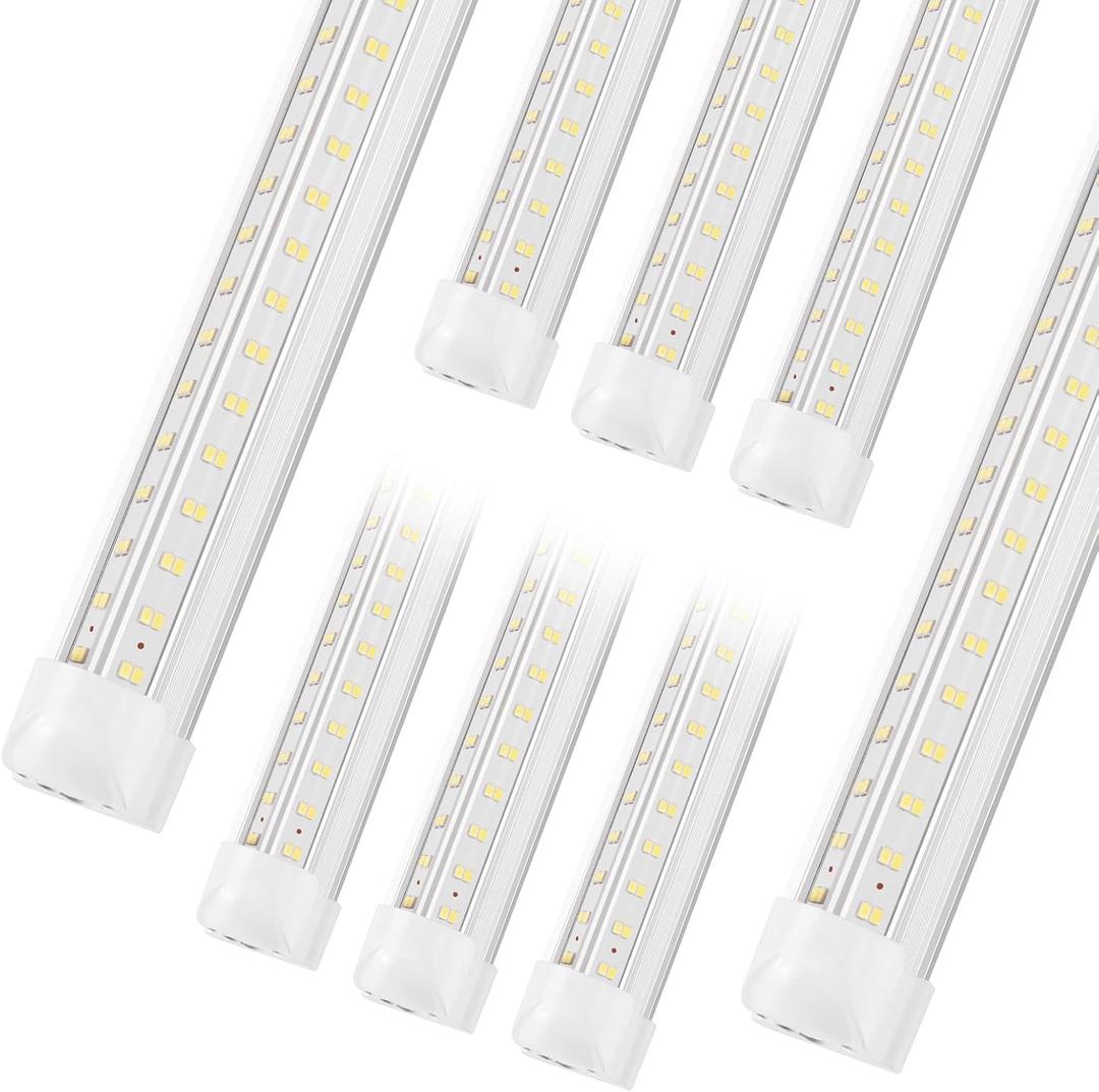 XLNYUUI Led Shop Lights,4FT LED Light 50W 6500K 7000LM Led Daylight,Garage Light Linkable Clear Cover Integrated V-Shape for Garage Warehouse Workbench Workshop(8-Pack)