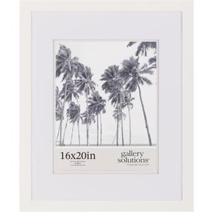Gallery Solutions - 16"x20" Wall Mount/Tabletop Picture Frame - Double Mat - Matted to 11"x14" -White - Versatile Display Option for Your Cherished Memories - Rectangular Tabletop - White Poster Frame