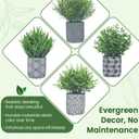 4 Pack Small Fake Plants, Fake Grass Plant, Artificial Boxwood & Rosemary, Lavender with Geometric Pattern Cement Pots, Small Potted Faux Greenery for Home Decor, Office, Indoor&Outdoor Decor