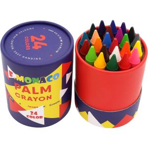Lebze Toddler Crayons, 24 Colors Non Toxic Crayons for Kids Ages 3+, Easy to Hold Jumbo Crayon for Kids, Safe for Babies and Children Flower Monaco