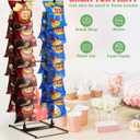 Chip Rack Display Stand, Potato Chip Display Rack with 24 Clips, 2 Row Chip Bag Holder for for Party Display, Snack Retail Display Rack Chip Stand Display for Countertop Store, Black
