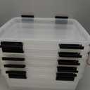 Morcte 4-Pack Clear Plastic Storage Box with Lid and Wheel, 32 L Plastic Storage Boxes
