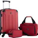 Travelers Club Chicago Hardside Expandable Spinner Luggage, Red, 3 Piece Set