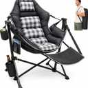 Suteck Hammock Camping Chair with Footrest, Thick Padded, Black Plaid, Oversized