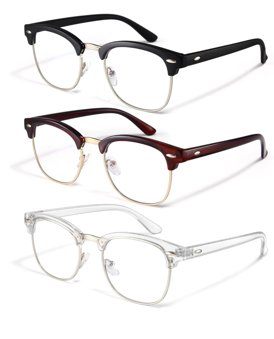 racico Computer Blue Light Blocking Glasses Blue Light Glasses Men Women, Anti Blu-Ray Clear Gaming Glasses Lenses, +1.75