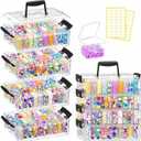 Bead Organizer Box 120 Pcs, 4-Tier Large Capacity Stackable Bead Storage Containers, Portable Plastic Craft Organizers for Jewelry Making, Bracelets, DIY, Nail Art Charms