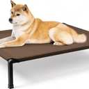 Heeyoo Elevated Dog Bed, Cooling Raised Pet Cot with Chew Proof Mesh Fabric and Steel Frame, Portable Dog Cot Bed with No-Slip Rubber Feet, 42 in