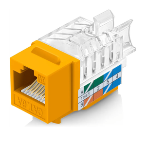 Everest 45° Angled RJ45 Cat6A Keystone Jacks 50-Pack in Yellow - Slim Profile Female RJ45 Connectors - Cat 6A Keystone Jack - Compatible with 45° Angled Speed Termination Tool - 45Term (B0BL3GS7ZY)