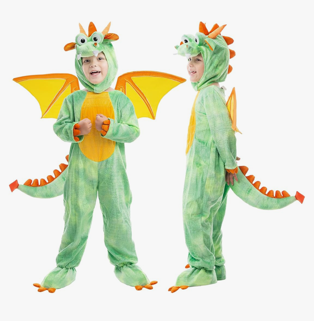 Spooktacular Creations Halloween Toddler Dragon Costume, Dinosaur Costume kids with Wings for Baby Halloween Dress Up Party Size 12-18