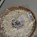 Terrekraft 14" Large Rattan Serving Tray with Mother of Pearl, Round Coffee Table Tray Decor, Boho Decorative Hand-Woven Wicker Home Decor (Lucky Flower)