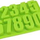Large Silicone Number Mold 0-9 Chocolate Cake Biscuit Jewelry Gummy Baking Pan Soft and Easy to Release Crayon Handmade Soap Mold Ice Tray Mold Green (Green)