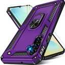 for Samsung Galaxy S24 FE Case with Screen Protector, Military Grade Rugged Shockproof Galaxy S24 FE 5G Heavy Duty Protective Cover for Samsung S24 FE Magnetic Ring Kickstand Phone Case (Purple)