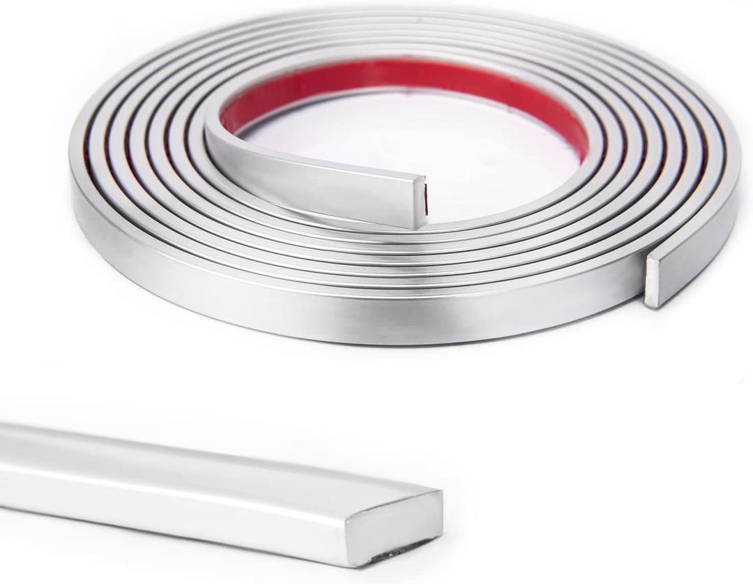 Art3d 30 Ft Peel and Stick Flexible Vinyl Molding Trim for Wall Tile Edges, Kitchen backsplash, Mirror Frame in Sliver (Silver)