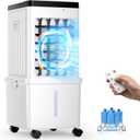Swamp Cooler, Portable Air Conditioners with 3 wind Modes, 3 Speeds, 3.5-Gallon Water Tank for Evaporative Air Cooler Long Cooling, 45 dB Windowless Air Conditioner 120 Oscillation 4 Ice Packs