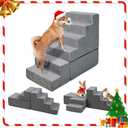 30 Inches Dog Steps&Stairs for High Bed up to 30-36 Inches Tall Bed, 6 Steps Dog Stairs Dog Ramps Pet Stairs for Small Dogs Cat Older Pets, 30D Density Foam, No Assembly Required