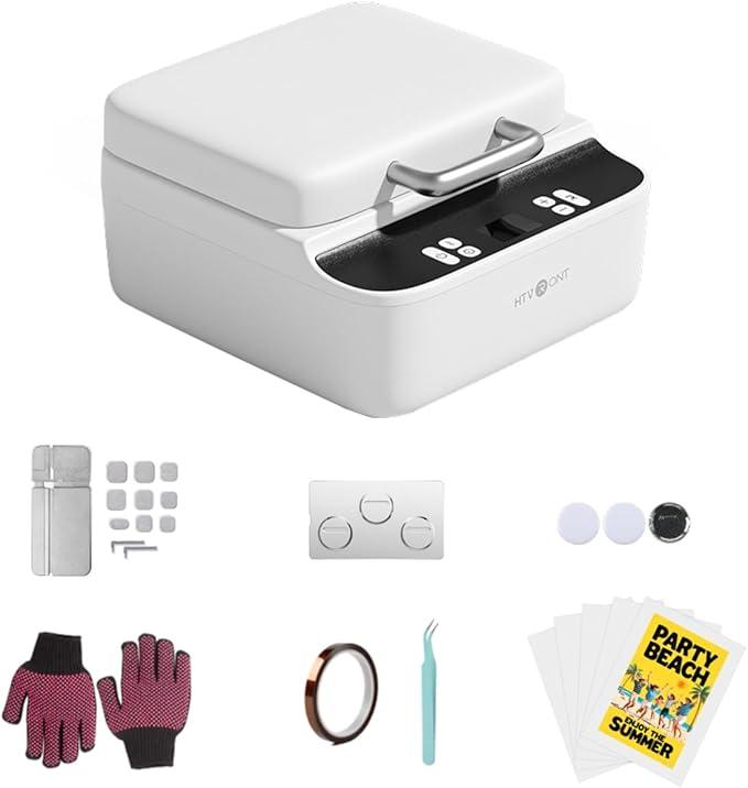 HTVRONT Phone Case Heat Press Machine - Vacuum Heat Press Machine for Phone Cases- Sublimation Press for Custom Phone Case, Badges, Coasters, Includes Film & Fixture (Compatible with iPhone) (White)
