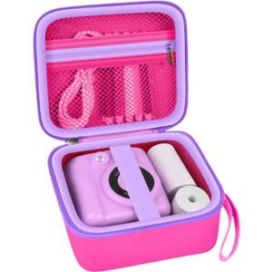 Kids Instant Print Camera Case Compatible with ESOXOFFORE for Dylanto for DUDUDRAGON for GKTZ for Dafotil for Careenoah for Aasonida Toddler Digital Prints Paper Storage Bag (Box Only) Bright Pink