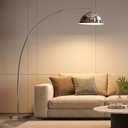 Dujunlinghang Silvery Chrome Large Arc Floor lamp, 20W Remote Control Bulb