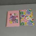 Kaco Pack 2 Cute Mini Spiral Notebooks, Set of 2 For Women, 8.2'' x 5.9'' Hardcover Journal 120 x 2 Lined Pages with Pocket and Sticker (Floral)