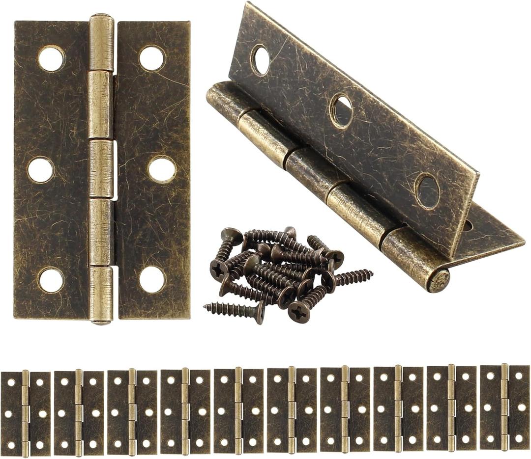 Murtenze 12 Pack 2.5 Inch Cabinet Hinge, Antique Bronze Butt Hinges with Mounting Screws