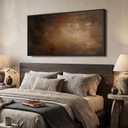 Large Framed Brown Moody Abstract Wall Art, 1 Piece Vertical 30x60 In