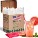 Glotoch Express 500 PCS Individually Wrapped Red Plastic Straws, 7.75'' Long, 0.24'' Diameter Disposable Drinking Straws for Every Occasion, Party, Made in USA